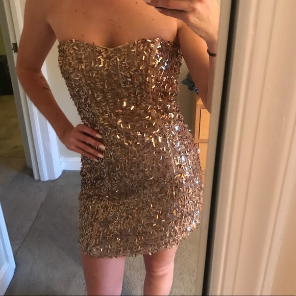 wet seal gold sequin dress | Dresses | Party 20%
